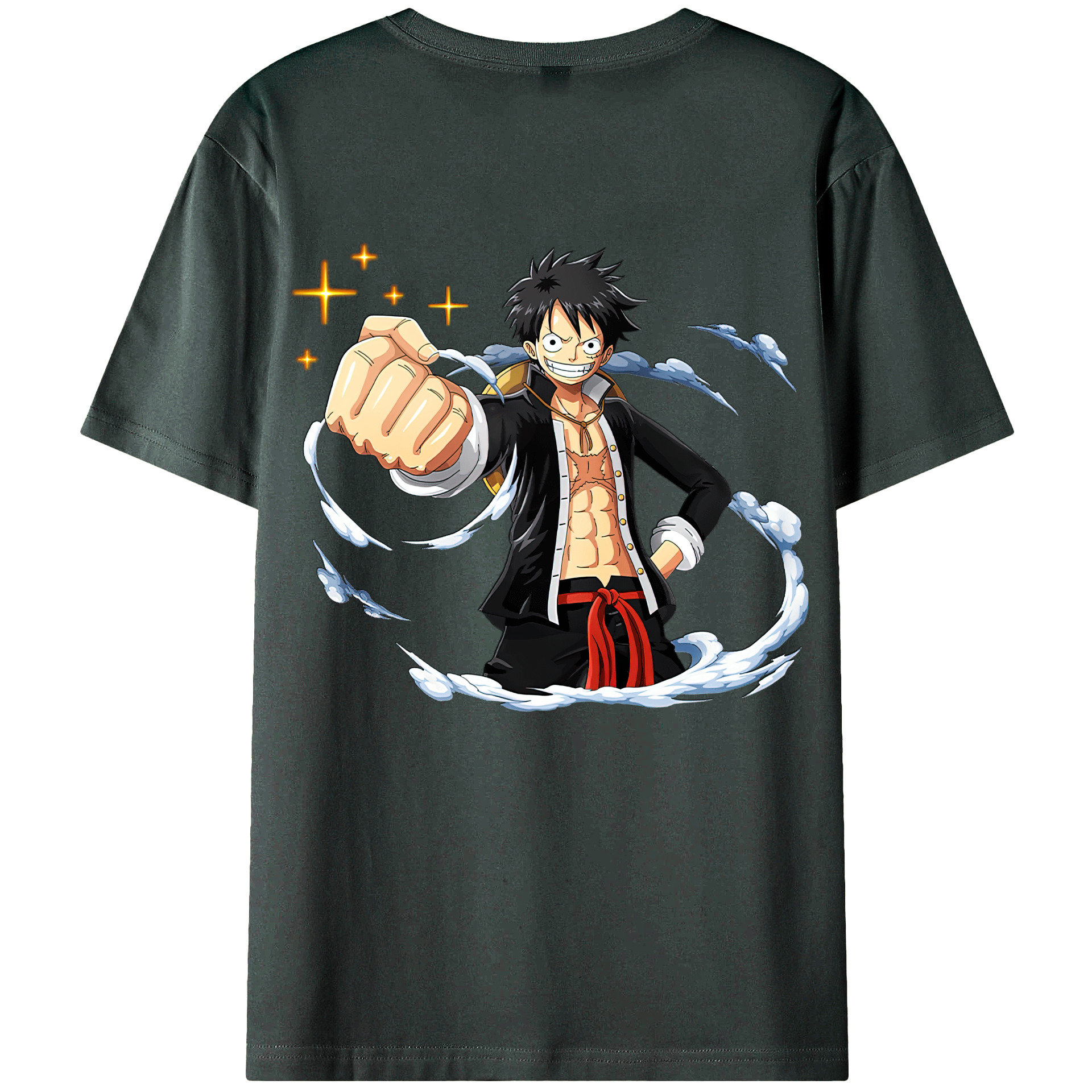 ワンピース モンキー・D・ルフィ ONE PIECE Monkey D. Luffy 綿100％ メンズ半袖Tシャツ（バックプリント） 通気性